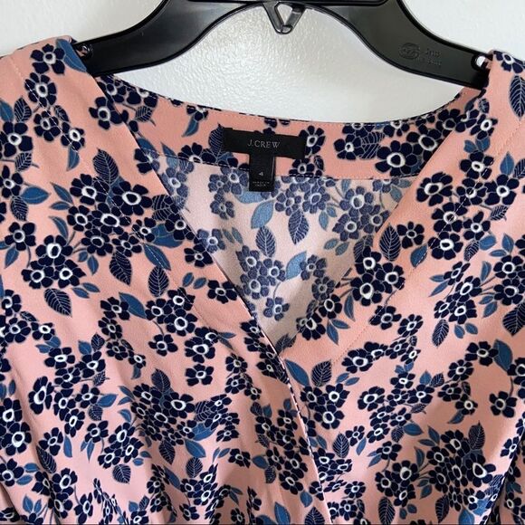 J. Crew Drapey crepe faux-wrap blouse in blush bouquet - Picture 4 of 14